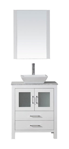 Virtu USA Dior 24 Single Bathroom Vanity Cabinet Set in White w/ Italian Carrara White Marble Counter-Top