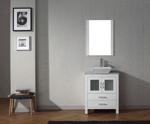 Virtu USA Dior 24" Single Bathroom Vanity Cabinet Set in White w/ Italian Carrara White Marble Counter-Top