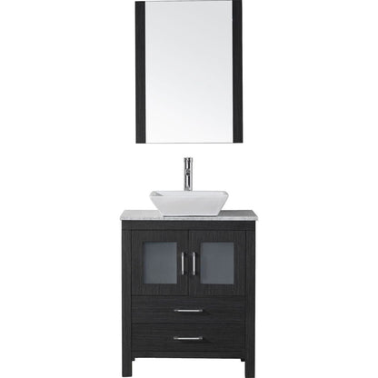 Virtu USA Dior 24" Single Bathroom Vanity Cabinet Set in Zebra Grey w/ Italian Carrara White Marble Counter-Top