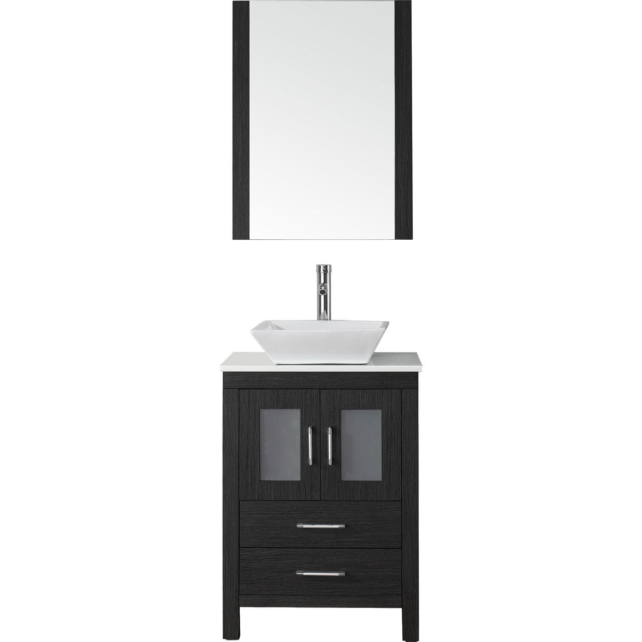 Virtu USA Dior 24" Single Bathroom Vanity Cabinet Set in Zebra Grey w/ Pure White Stone Counter-Top