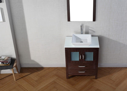 Virtu USA Dior 28 Single Bathroom Vanity Set in Espresso w/ Pure White Stone Counter-Top | Vessel Sink