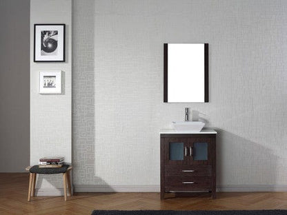 Virtu USA Dior 28" Single Bathroom Vanity Cabinet Set in Espresso w/ Pure White Stone Counter-Top