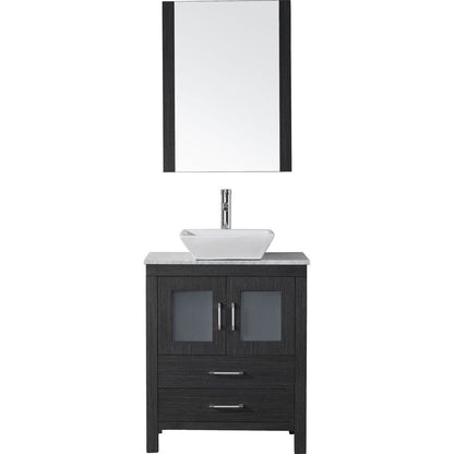 Virtu USA Dior 28" Single Bathroom Vanity Cabinet Set in Zebra Grey w/ Italian Carrara White Marble Counter-Top