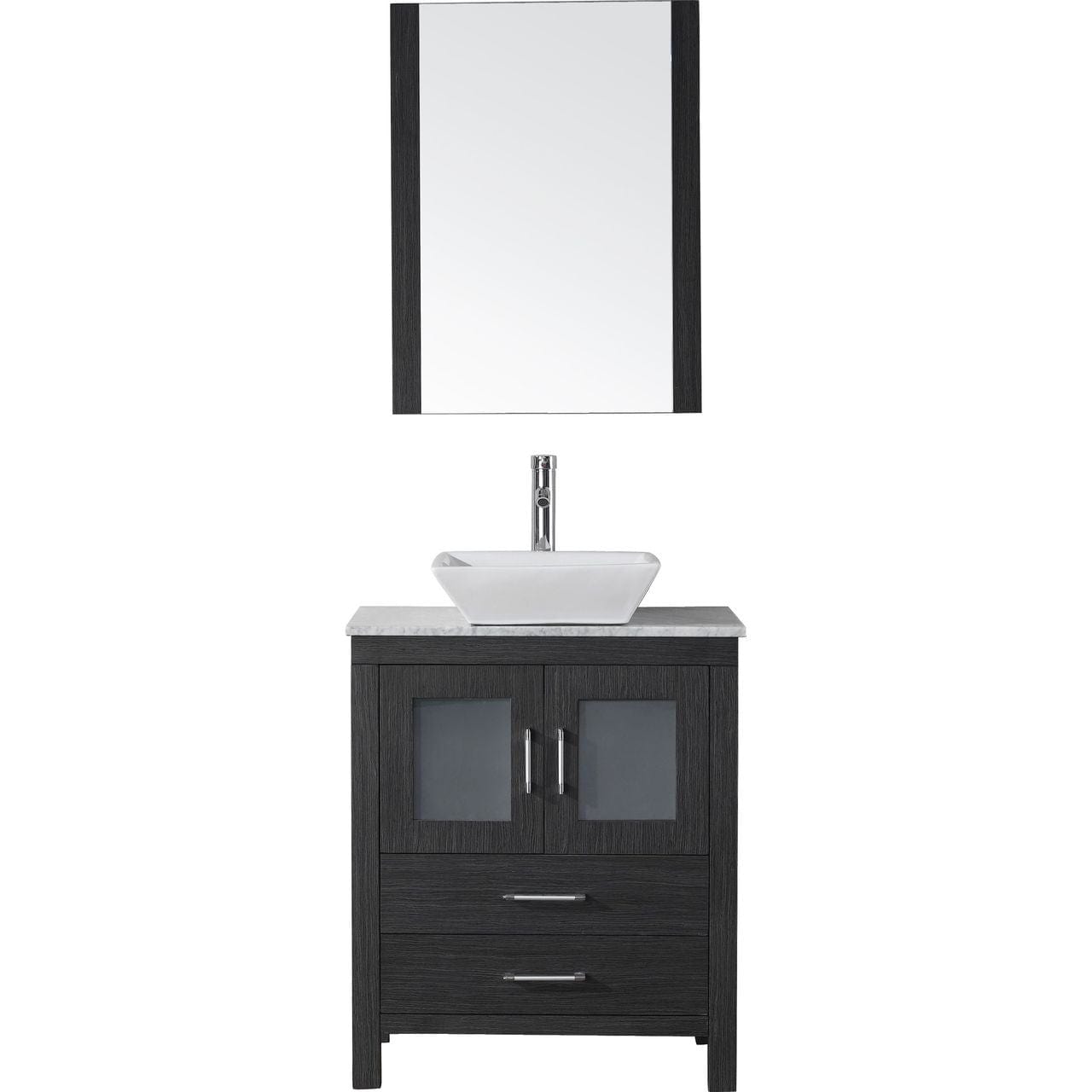 Virtu USA Dior 28" Single Bathroom Vanity Cabinet Set in Zebra Grey w/ Italian Carrara White Marble Counter-Top