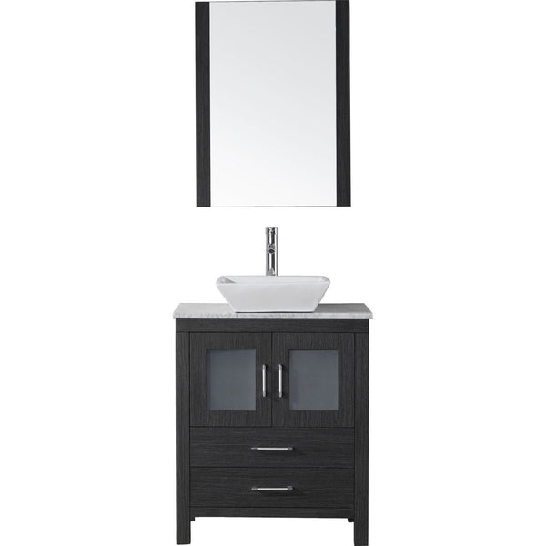 Virtu USA Dior 28 Single Bathroom Vanity Cabinet Set in Zebra Grey w/ Italian Carrara White Marble Counter-Top