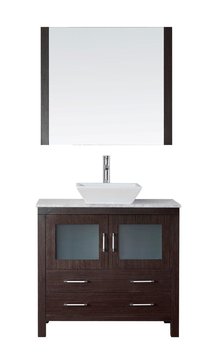 Virtu USA Dior 30" Single Bathroom Vanity Cabinet Set in Espresso w/ Italian Carrara White Marble Counter-Top