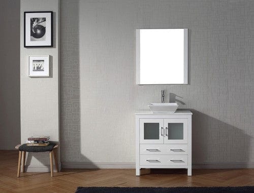 Virtu USA Dior 30" Single Bathroom Vanity Cabinet Set in White w/ Pure White Stone Counter-Top