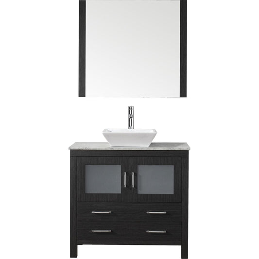 Virtu USA Dior 30" Single Bathroom Vanity Cabinet Set in Zebra Grey w/ Italian Carrara White Marble Counter-Top