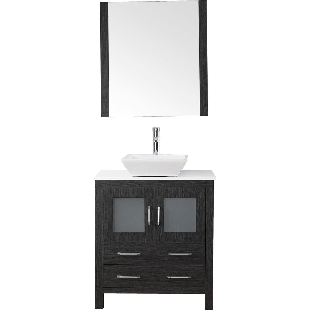 Virtu USA Dior 30" Single Bathroom Vanity Cabinet Set in Zebra Grey w/ Pure White Stone Counter-Top