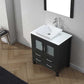 Virtu USA Dior 30 Single Bathroom Vanity Set in Zebra Grey w/ Pure White Stone Counter-Top | Vessel Sink