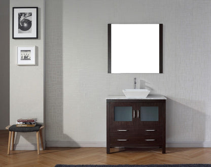 Virtu USA Dior 32 Single Bathroom Vanity Set in Espresso w/ Italian Carrara White Marble Counter-Top | Vessel Sink