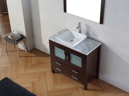 Virtu USA Dior 32 Single Bathroom Vanity Set in Espresso w/ Italian Carrara White Marble Counter-Top | Vessel Sink