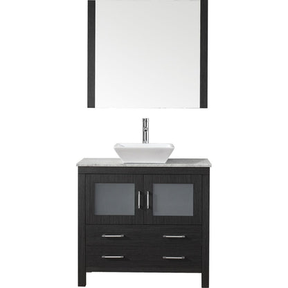 Virtu USA Dior 32" Single Bathroom Vanity Cabinet Set in Zebra Grey w/ Italian Carrara White Marble Counter-Top