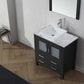 Virtu USA Dior 32 Single Bathroom Vanity Set in Zebra Grey w/ Italian Carrara White Marble Counter-Top | Vessel Sink