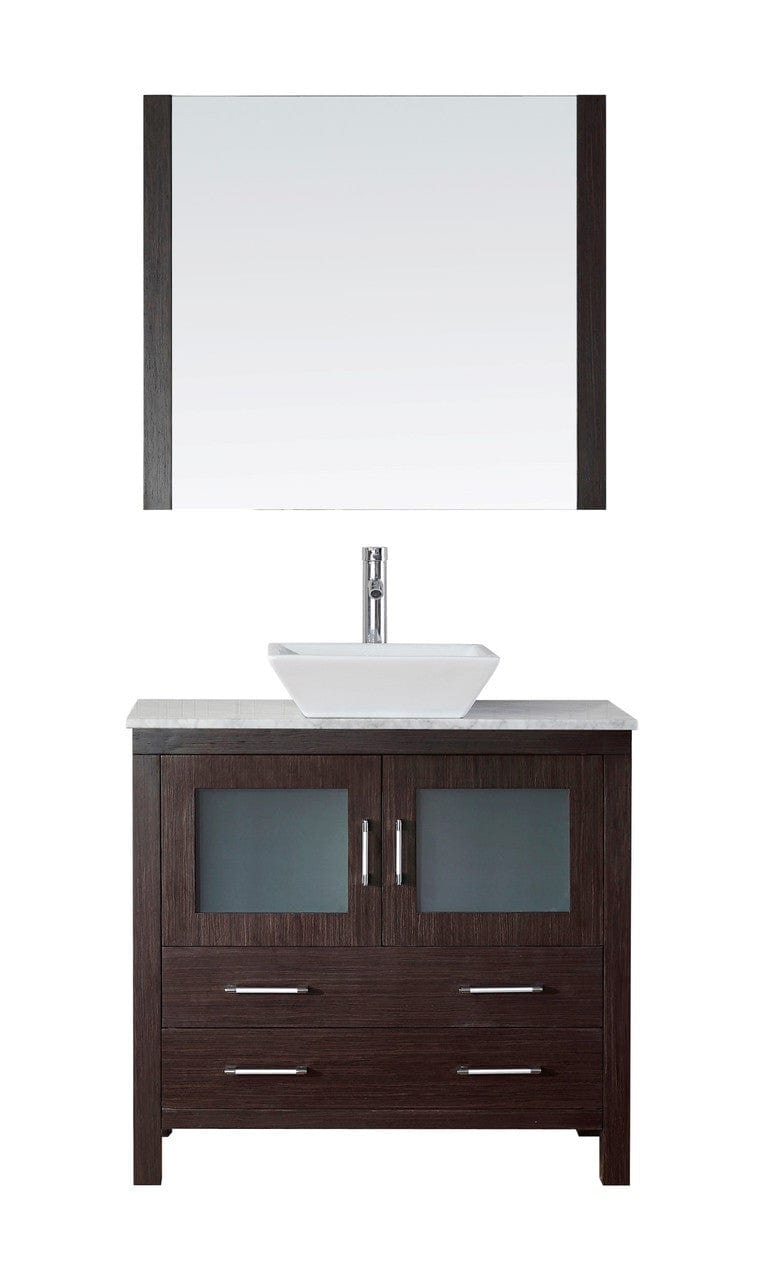 Virtu USA Dior 36" Single Bathroom Vanity Cabinet Set in Espresso w/ Italian Carrara White Marble Counter-Top