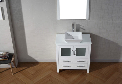 Virtu USA Dior 36 Single Bathroom Vanity Set in White w/ Pure White Stone Counter-Top | Vessel Sink