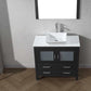 Virtu USA Dior 36 Single Bathroom Vanity Set in Zebra Grey w/ Pure White Stone Counter-Top | Vessel Sink