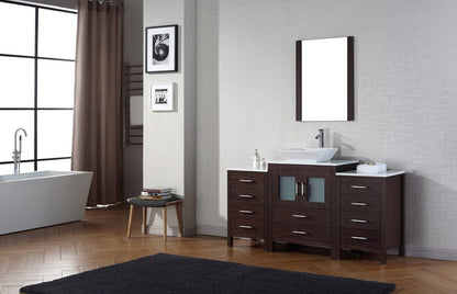 Virtu USA Dior 64 Single Bathroom Vanity Set in Espresso w/ Pure White Stone Counter-Top | Vessel Sink