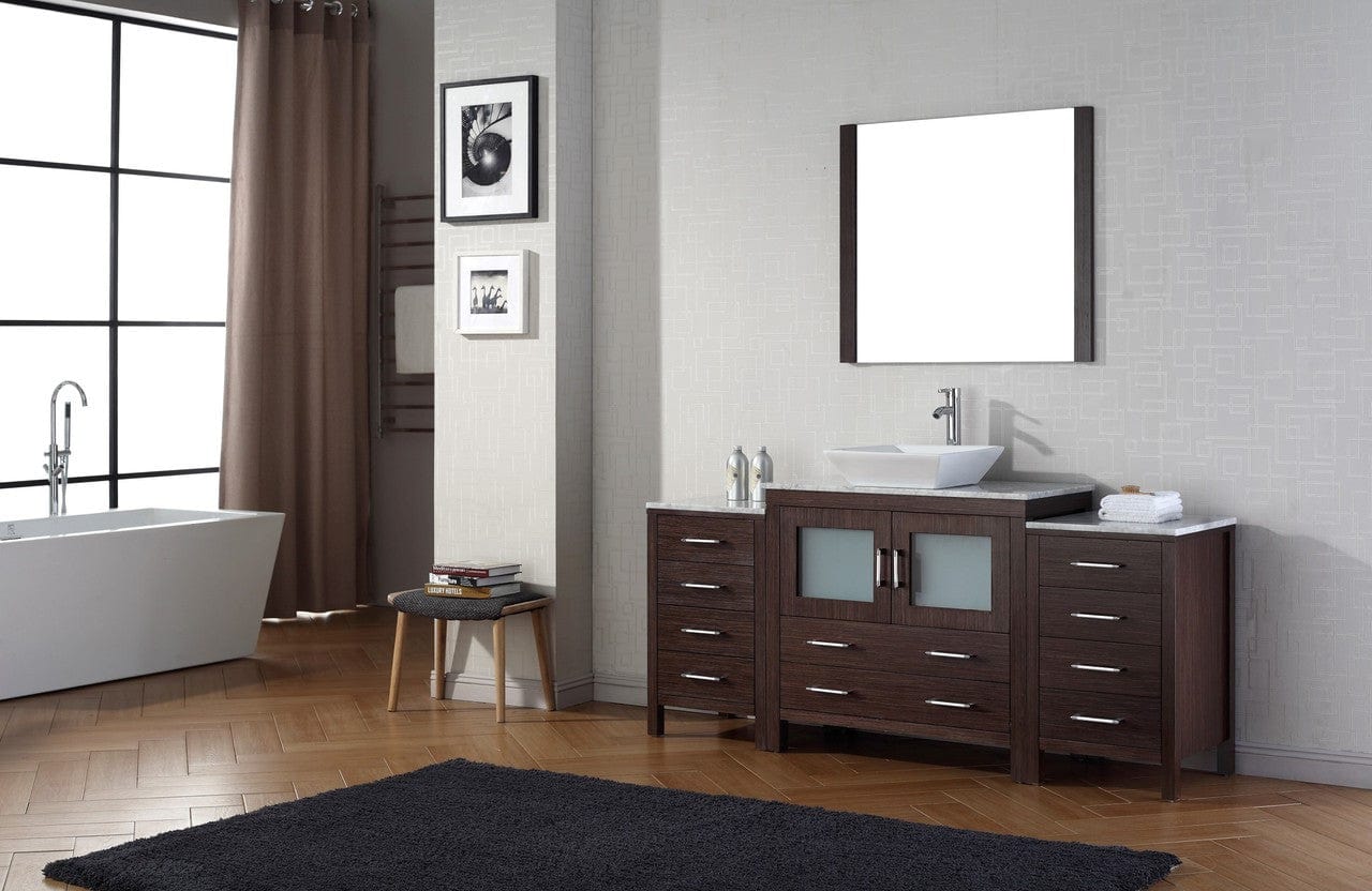 Virtu USA Dior 66 Single Bathroom Vanity Set in Espresso w/ Italian Carrara White Marble Counter-Top | Vessel Sink