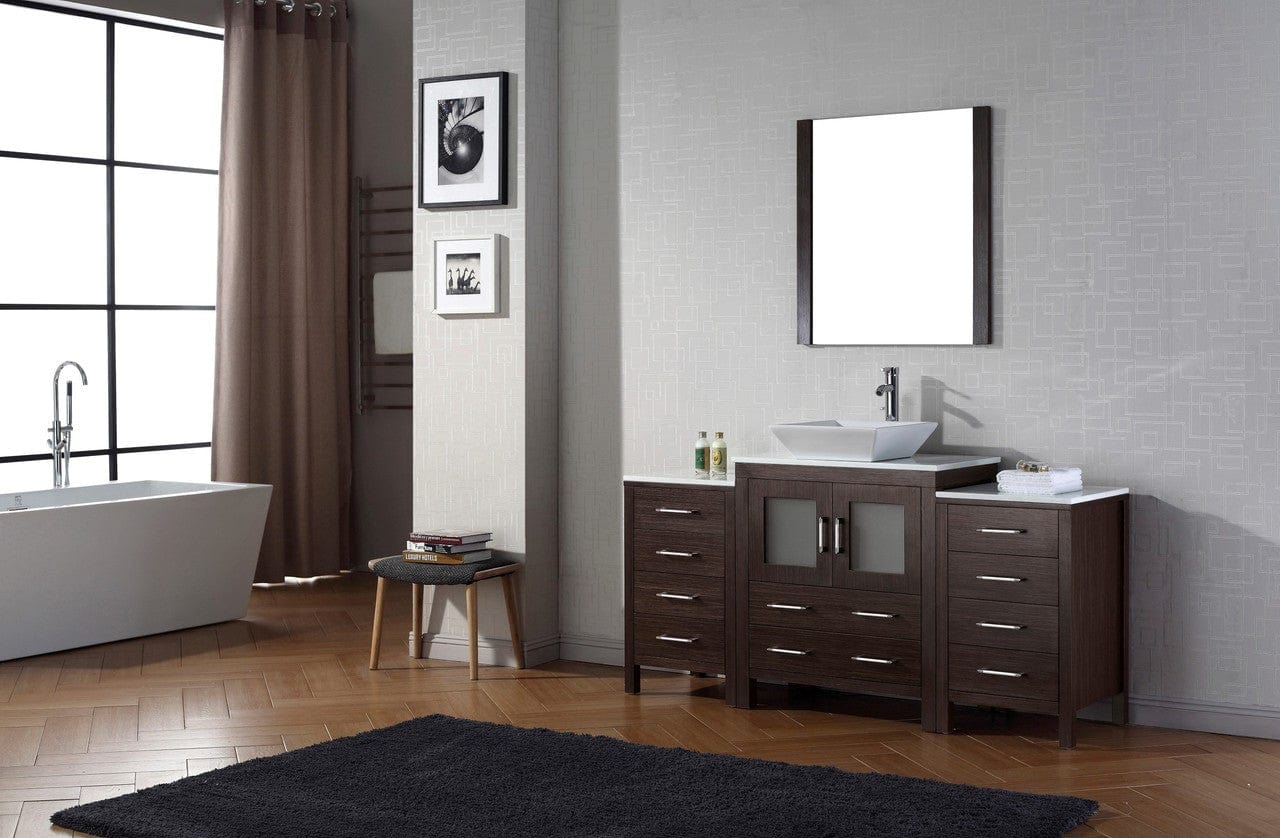 Virtu USA Dior 66 Single Bathroom Vanity Set in Espresso w/ Pure White Stone Counter-Top | Vessel Sink