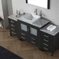 Virtu USA Dior 66 Single Bathroom Vanity Set in Zebra Grey w/ Italian Carrara White Marble Counter-Top | Vessel Sink