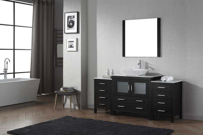 Virtu USA Dior 66 Single Bathroom Vanity Set in Zebra Grey w/ Italian Carrara White Marble Counter-Top | Vessel Sink