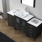 Virtu USA Dior 66 Single Bathroom Vanity Set in Zebra Grey w/ Pure White Stone Counter-Top | Vessel Sink