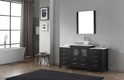 Virtu USA Dior 66 Single Bathroom Vanity Set in Zebra Grey w/ Pure White Stone Counter-Top | Vessel Sink