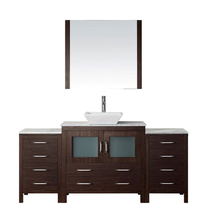 Virtu USA Dior 68" Single Bathroom Vanity Cabinet Set in Espresso w/ Italian Carrara White Marble Counter-Top