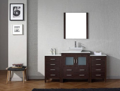 Virtu USA Dior 68" Single Bathroom Vanity Cabinet Set in Espresso w/ Pure White Stone Counter-Top