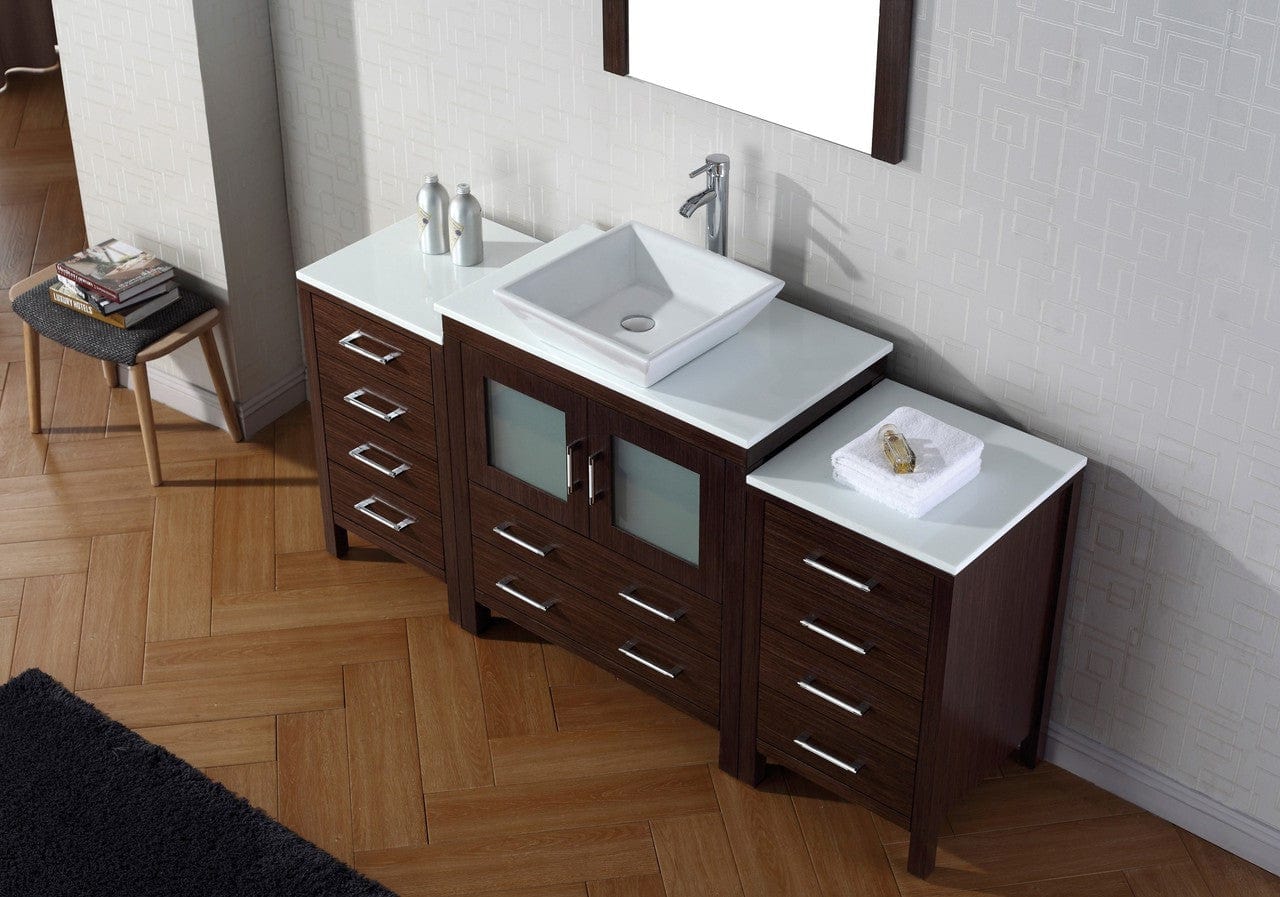 Virtu USA Dior 68 Single Bathroom Vanity Set in Espresso w/ Pure White Stone Counter-Top | Vessel Sink