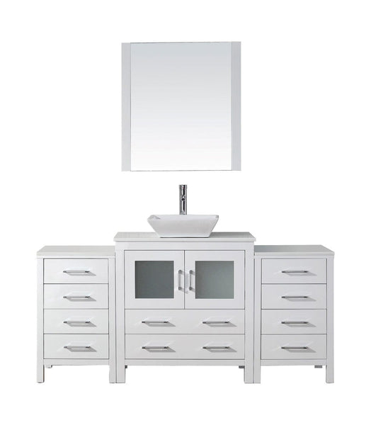 Virtu USA Dior 68 Single Bathroom Vanity Cabinet Set in White w/ Pure White Stone Counter-Top