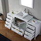 Virtu USA Dior 68 Single Bathroom Vanity Set in White w/ Pure White Stone Counter-Top | Vessel Sink