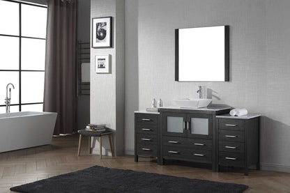 Virtu USA Dior 68 Single Bathroom Vanity Set in Zebra Grey w/ Italian Carrara White Marble Counter-Top | Vessel Sink