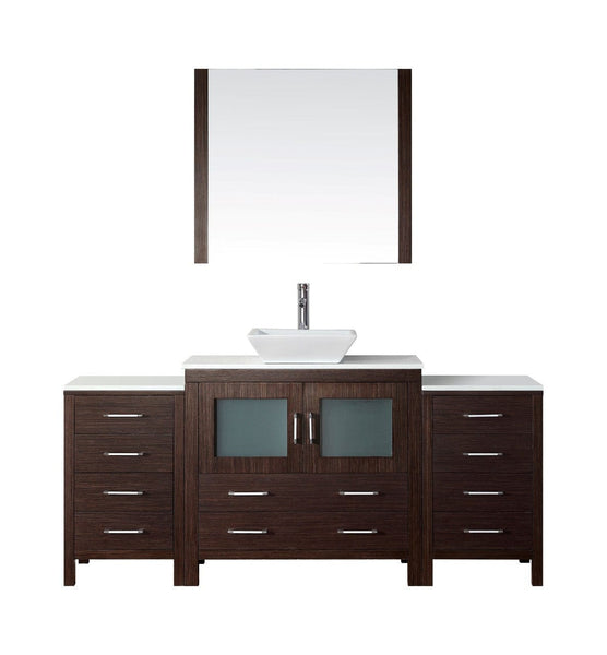 Virtu USA Dior 72 Single Bathroom Vanity Cabinet Set in Espresso w/ Pure White Stone Counter-Top