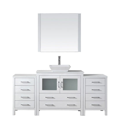 Virtu USA Dior 72" Single Bathroom Vanity Cabinet Set in White w/ Pure White Stone Counter-Top