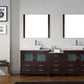 Virtu USA Dior 78" Double Bathroom Vanity Cabinet Set in Espresso w/ Italian Carrara White Marble Counter-Top