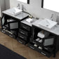 Virtu USA Dior 78 Double Bathroom Vanity Set in Zebra Grey w/ Italian Carrara White Marble Counter-Top | Vessel Sink