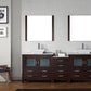 Virtu USA Dior 82" Double Bathroom Vanity Cabinet Set in Espresso w/ Italian Carrara White Marble Counter-Top