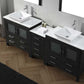 Virtu USA Dior 90 Double Bathroom Vanity Set in Zebra Grey w/ Pure White Stone Counter-Top | Vessel Sink