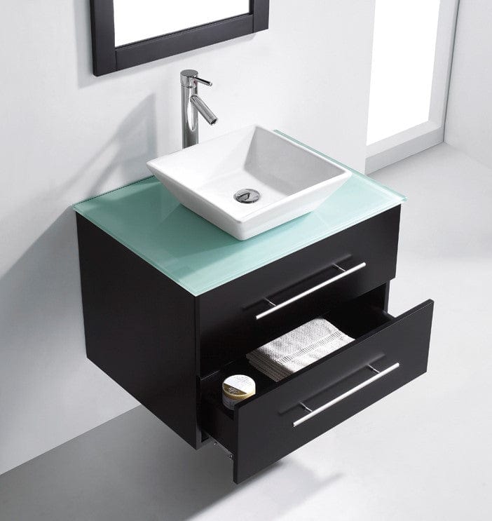 Virtu USA Marsala 29 Single Bathroom Vanity Set in Espresso w/ Tempered Glass Counter-Top