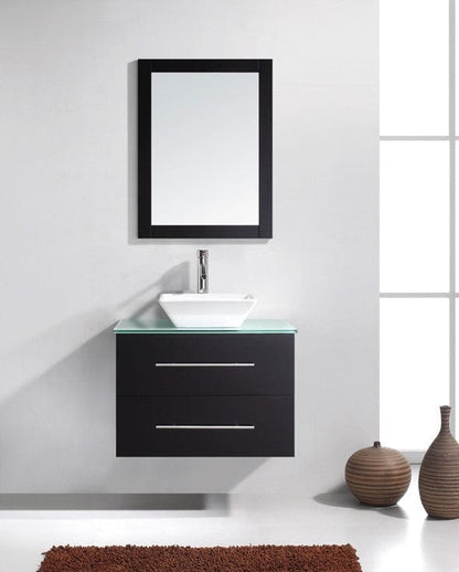 Virtu USA Marsala 29 Single Bathroom Vanity Set in Espresso w/ Tempered Glass Counter-Top