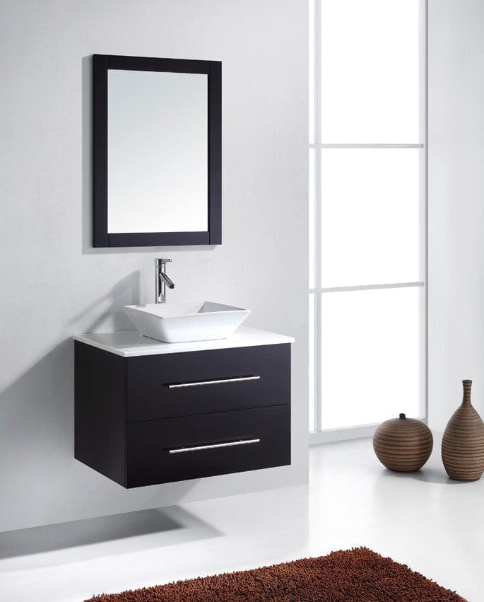 Virtu USA Marsala 29 Single Bathroom Vanity Set in Espresso w/ White Artificial Stone Counter-Top