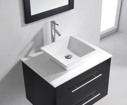 Virtu USA Marsala 29 Single Bathroom Vanity Set in Espresso w/ White Artificial Stone Counter-Top