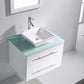 Virtu USA Marsala 29 Single Bathroom Vanity Set in White w/ Tempered Glass Counter-Top | Square Basin