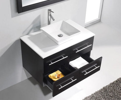 Virtu USA Marsala 35 Single Bathroom Vanity Set in Espresso w/ White Artificial Stone Counter-Top