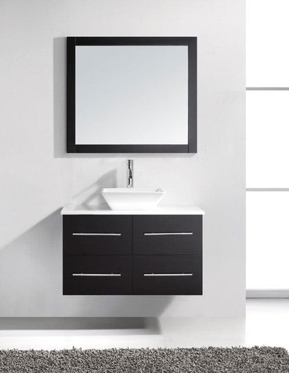 Virtu USA Marsala 35 Single Bathroom Vanity Set in Espresso w/ White Artificial Stone Counter-Top