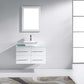 Virtu USA Marsala 35 Single Bathroom Vanity Set in White w/ Tempered Glass Counter-Top | Square Basin