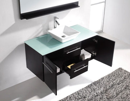 Virtu USA Marsala 48 Single Bathroom Vanity Set in Espresso w/ Tempered Glass Counter-Top