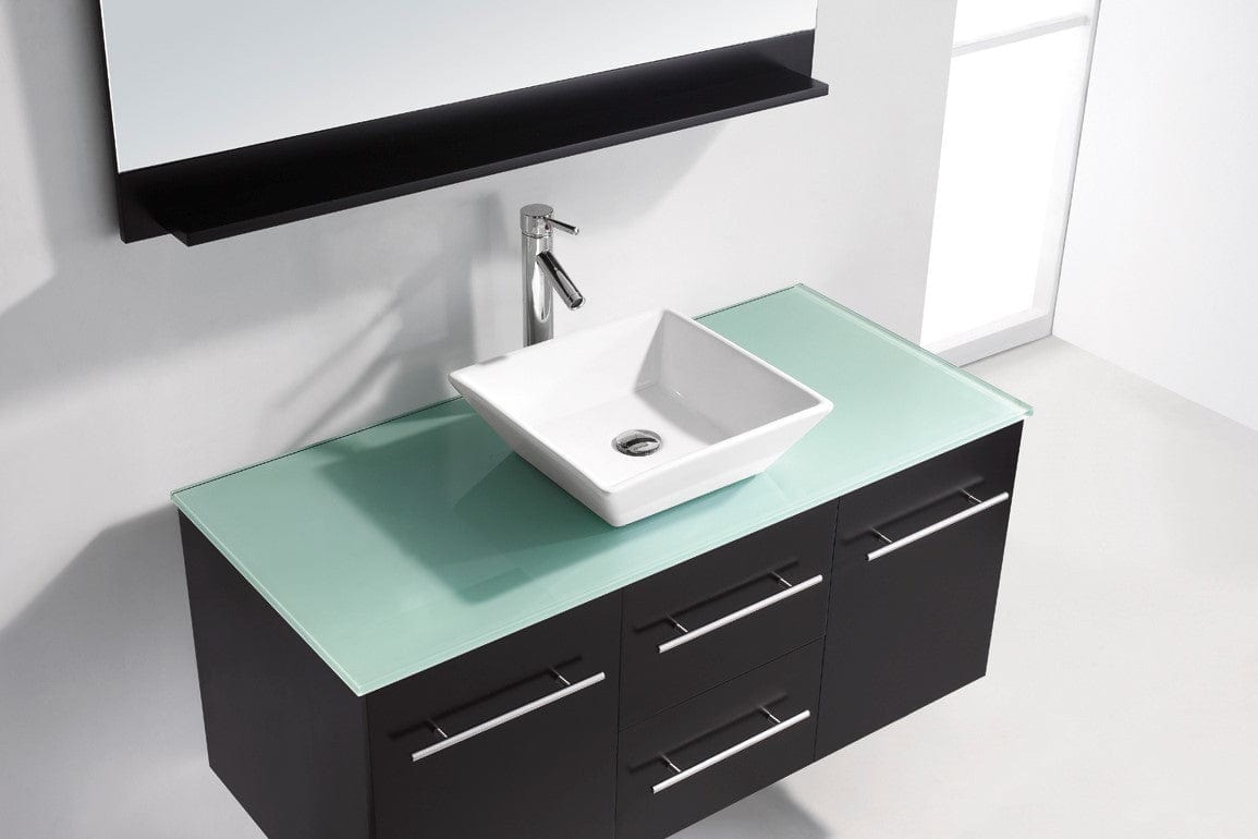 Virtu USA Marsala 48 Single Bathroom Vanity Set in Espresso w/ Tempered Glass Counter-Top